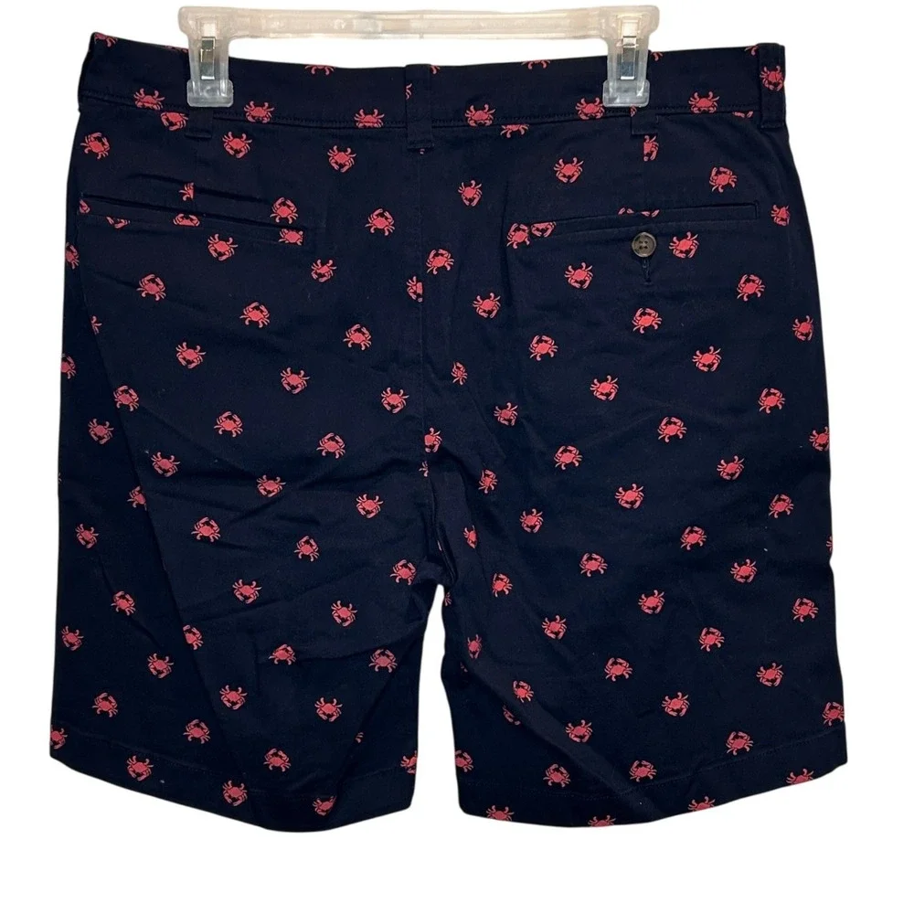 J.Crew Chino Crab Shorts 33 Men's Navy Blue‎ Red Embroidered 9